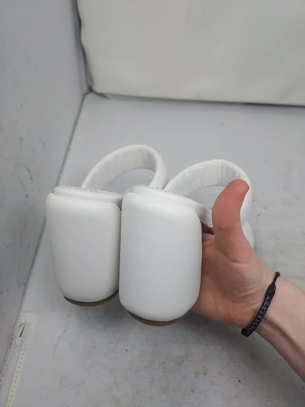 CHRISTIAN LOUBOUTIN White Inflama Sab Black Block Heel Sandal - Picture 9 of 13